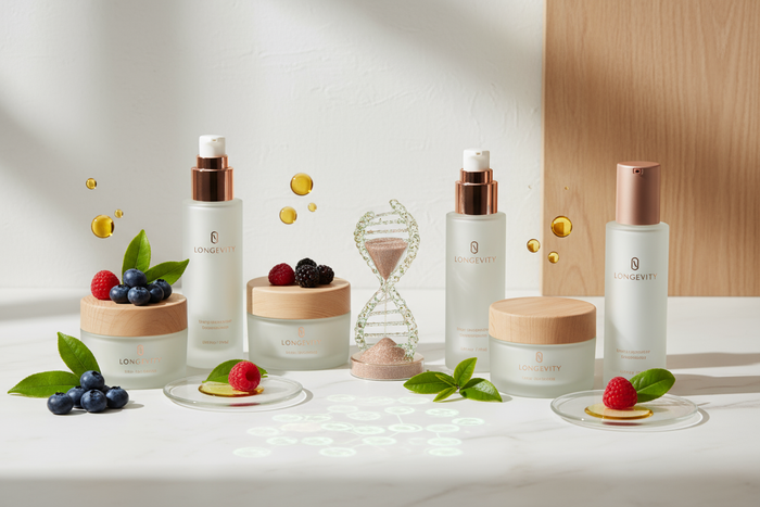 A smart beauty shopper applying lightweight body oil to damp skin for longevity skincare, featuring nourishing natural oils like jojoba and coconut to deeply moisturize dry skin.