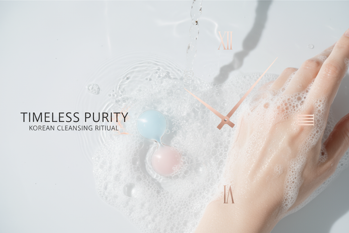 A person gently massaging a cleansing oil onto their face, symbolizing the time-focused Korean cleansing method (4-2-4 or 60 second ritual) for deep purification and anti-aging support.